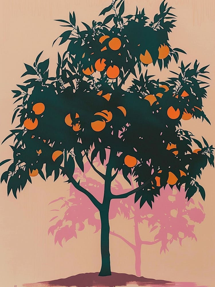 Orange Tree Colourful Illustration 4
