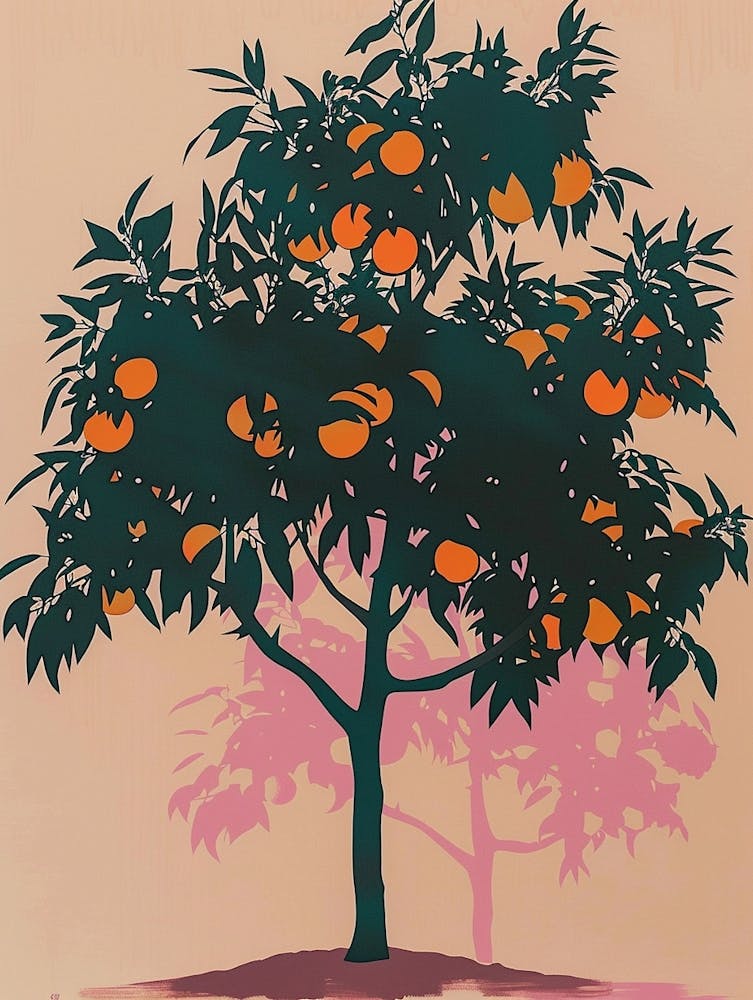 Orange Tree Colourful Illustration 4