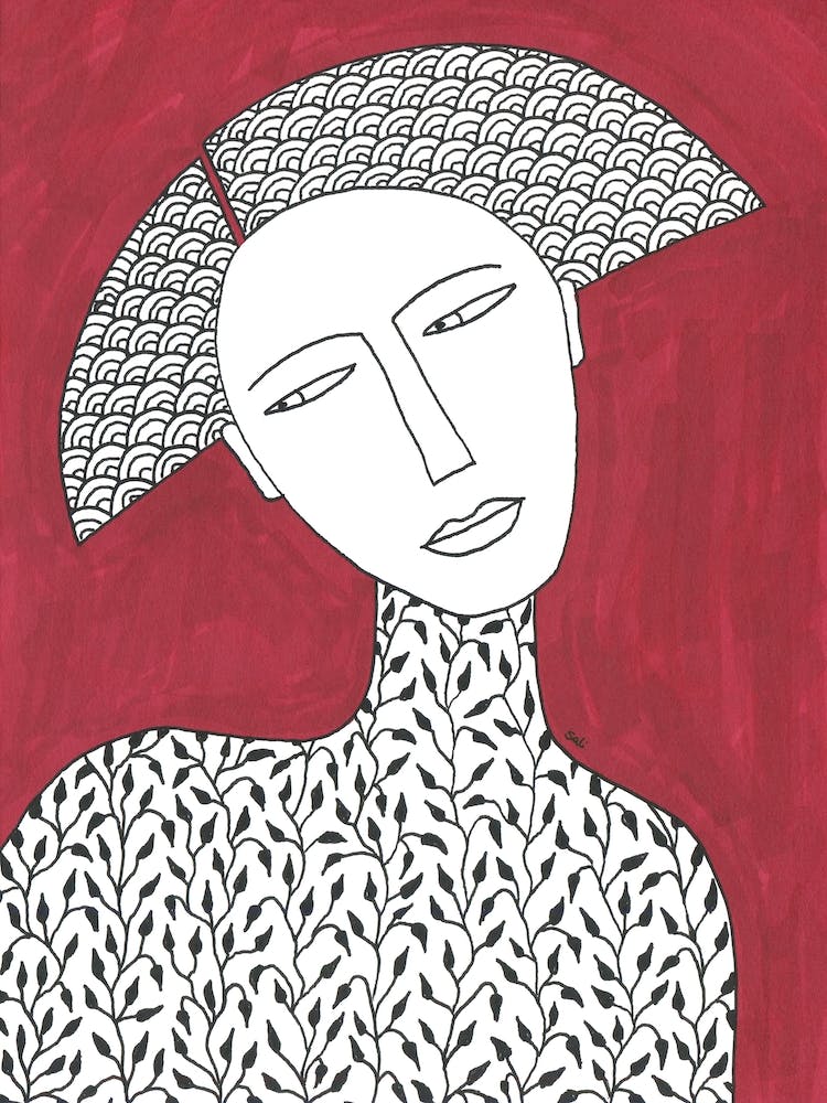 Red Pattern Illustration Woman