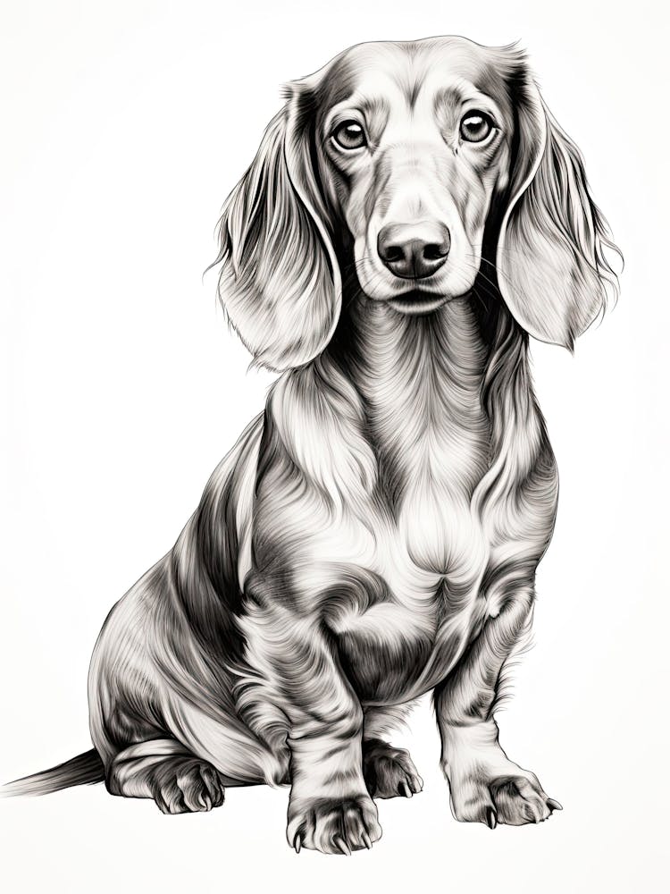 Dachshund Dog, Line Drawing 1