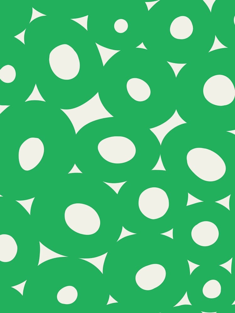 Abstract Organic Circular and Oval Cells Green on Cream