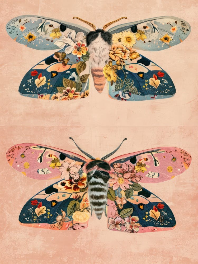 Pink Shades Butterfly William Morris Style 2