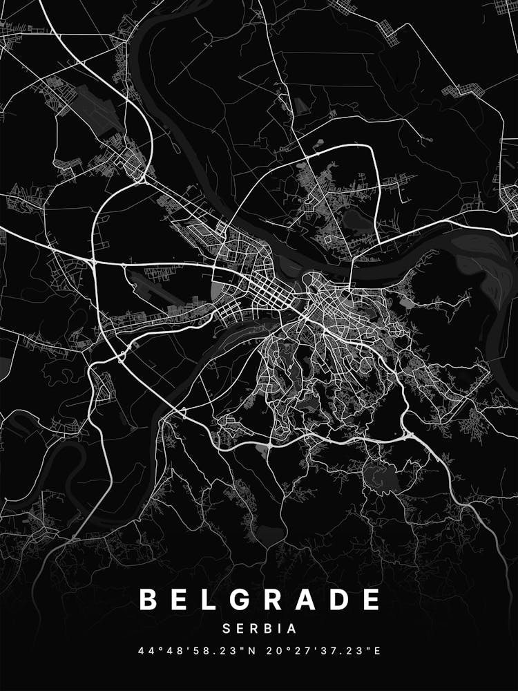 Belgrade Serbia Black Map 1