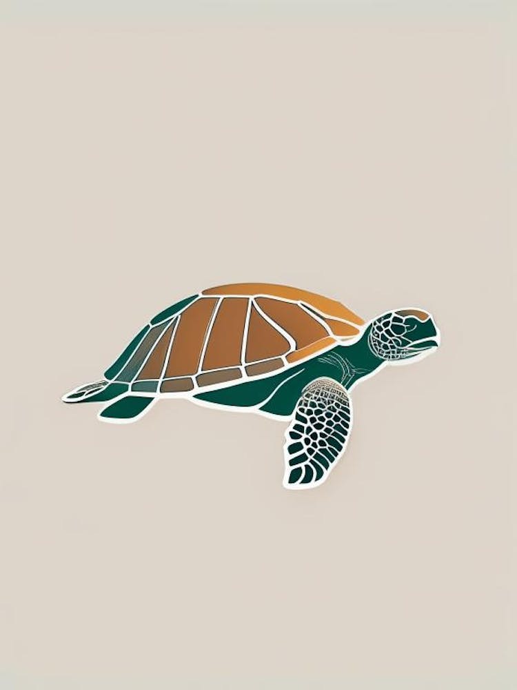 Loggerhead Sea Turtle (Caretta Caretta), Sea Turtle Retro Minimal 1