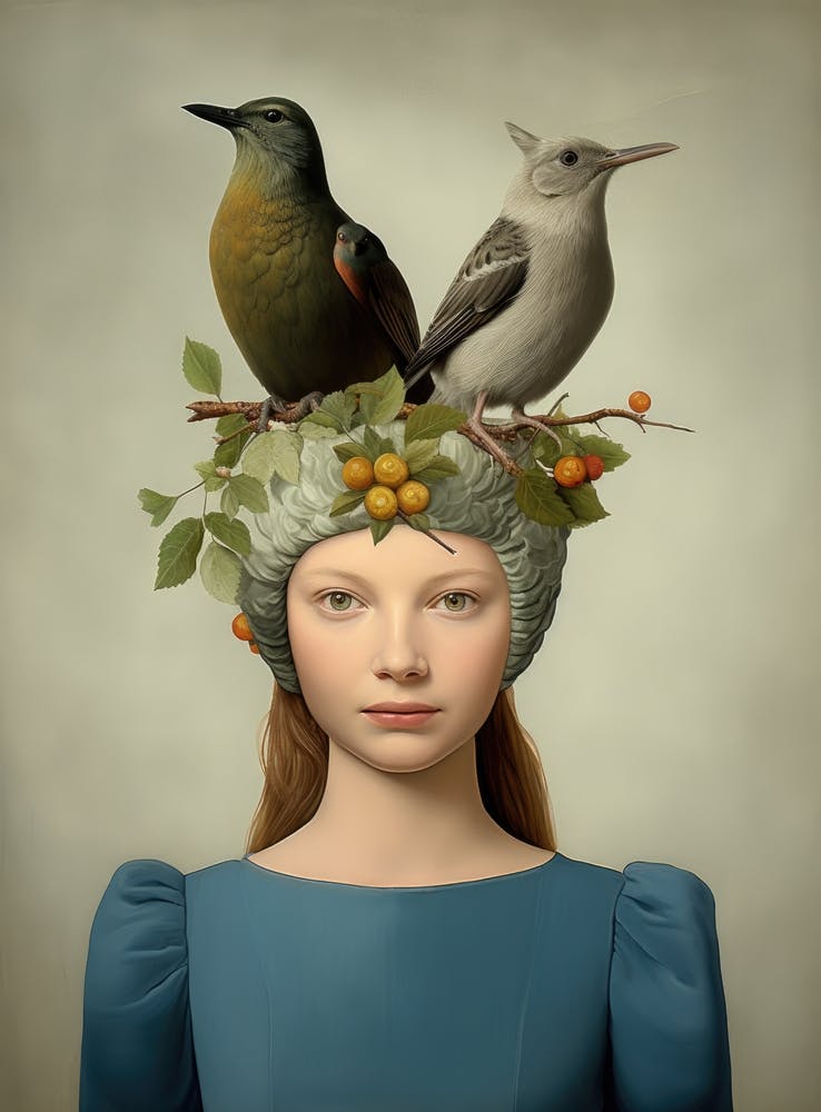 Birds On A Girl'S Head