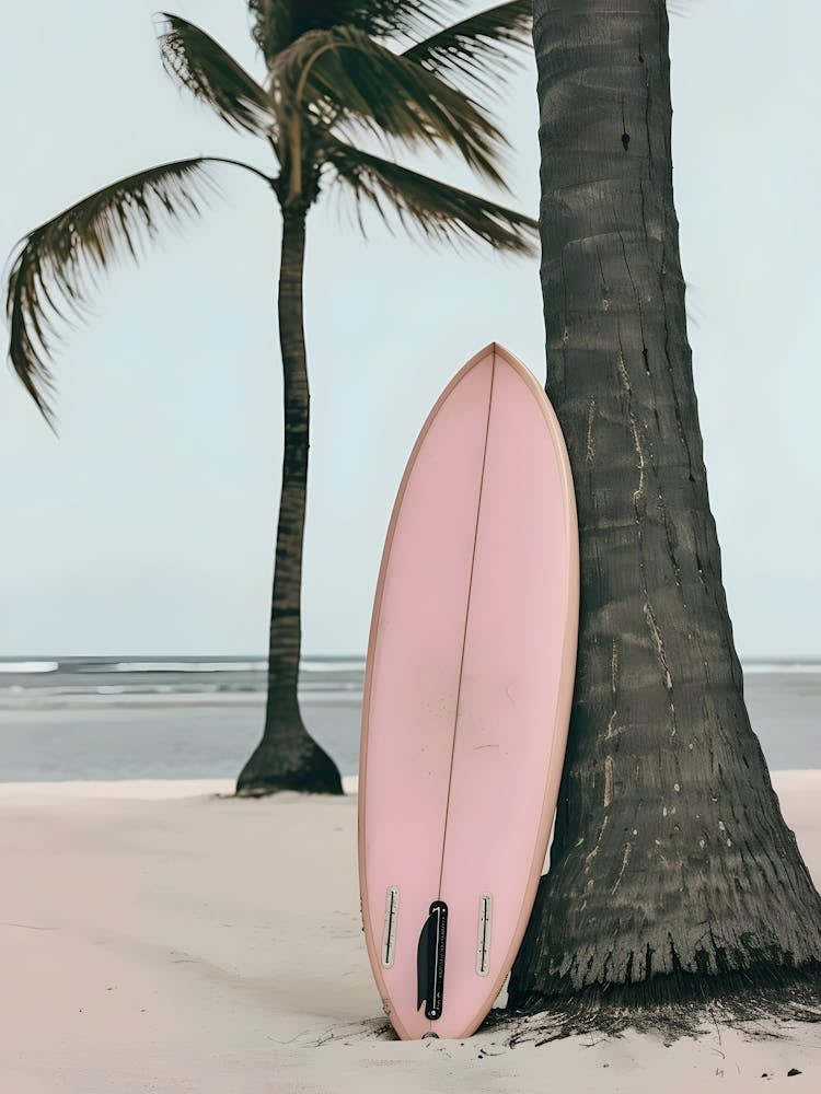 Pink Surfboard On The Beach 2