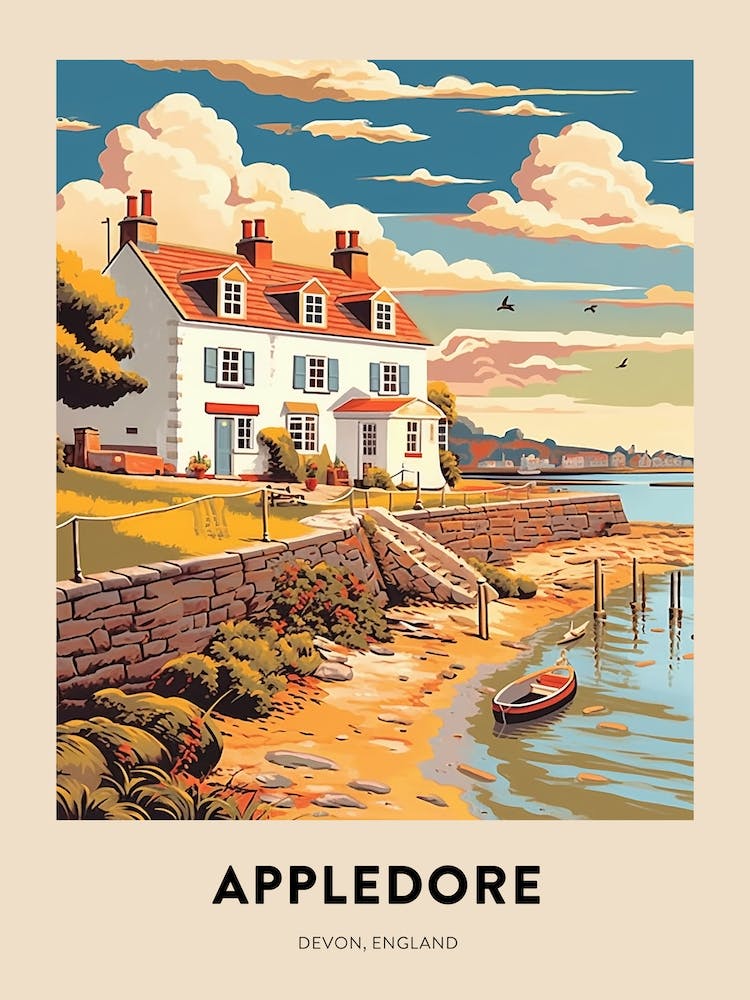 Devon Vintage Travel Poster Appledore