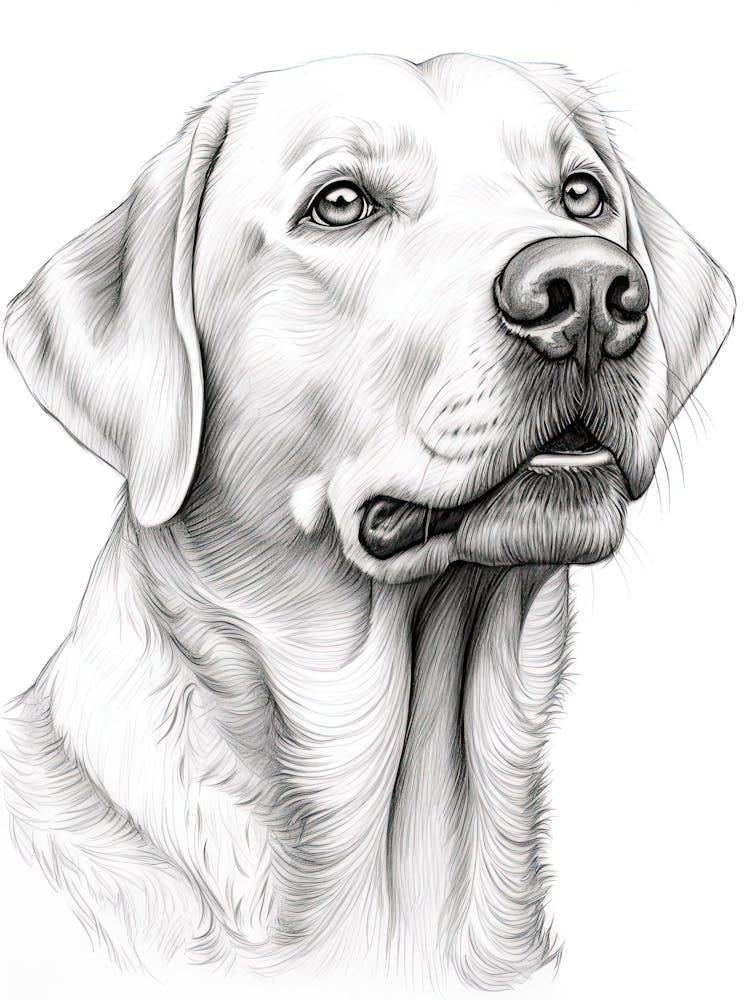 Labrador Retriever Dog, Line Drawing 4