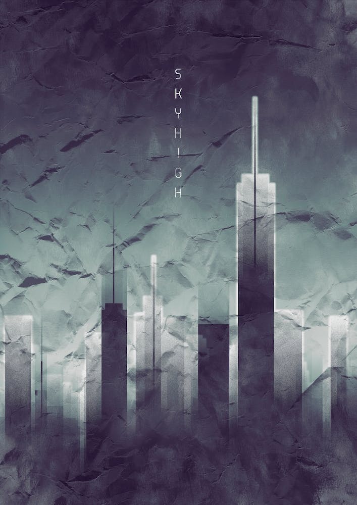 Graphic Art Sky High Vintage Look