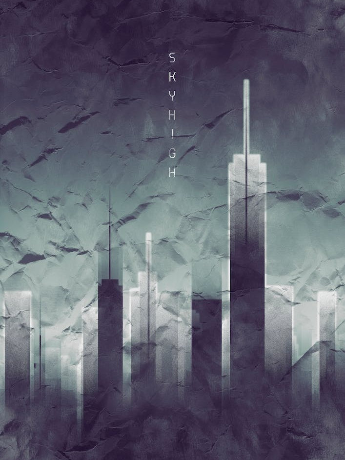 Graphic Art Sky High Vintage Look