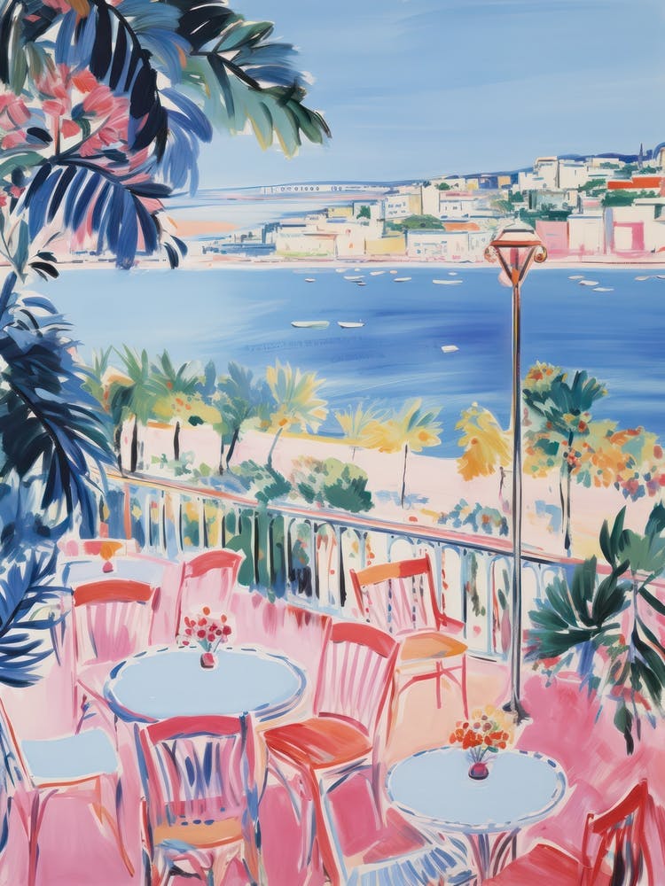 Marina Di Ragusa, Sicily   Italy Beach Club Lido Watercolour 3