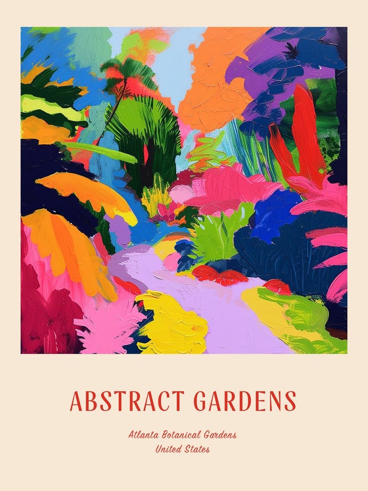 Colourful Gardens Atlanta Botanical Garden Usa 1 Red Poster
