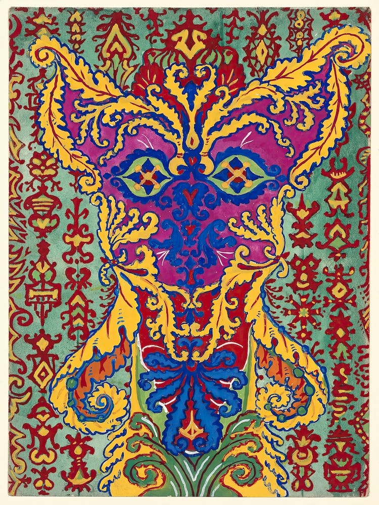 A Cat Standing On Its Hind Legs, Formed By Patterns Supposed, Louis Wain
