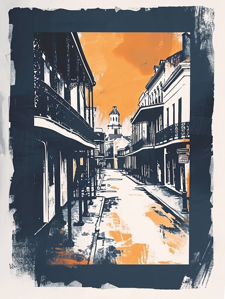 Bourbon Street Retro Lithograph 1