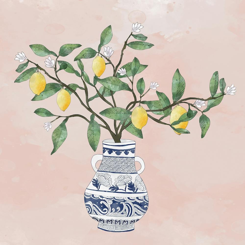 Lemon Tree In Chinese Vase Square
