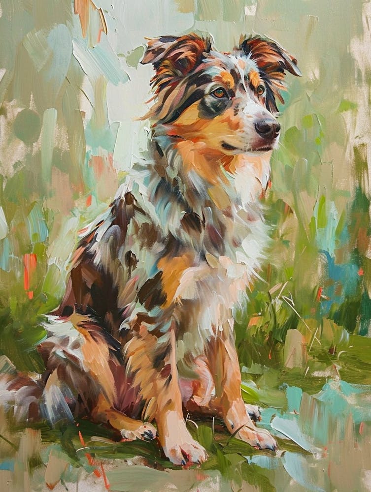 Australian Shepard Dog Acrylic Painting 4