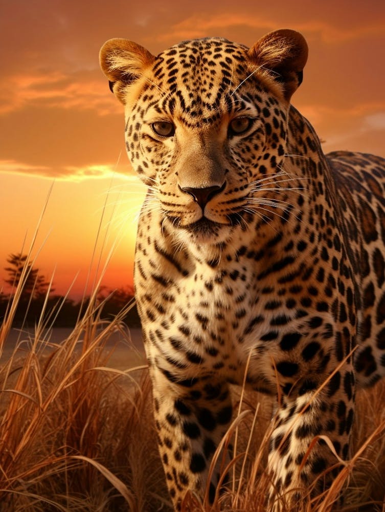African Leopard Sunset Portrait 1