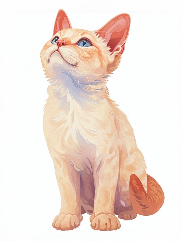 Devon Rex Cat Clipart Illustration 2