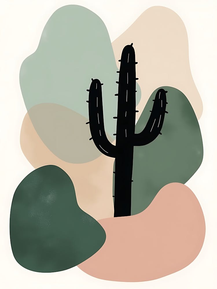 Minimalist Cactus Elegance in Earthy Shades