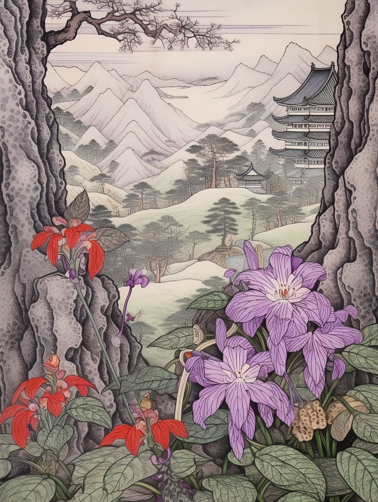 Katakuri Dogtooth Violet 2 Japanese Botanical Illustration