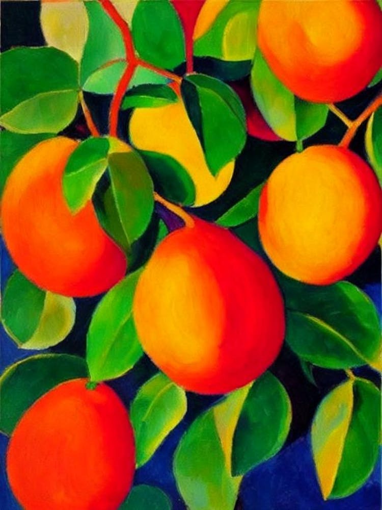 Guava Fruit Vibrant Matisse Inspired Painting Fruit