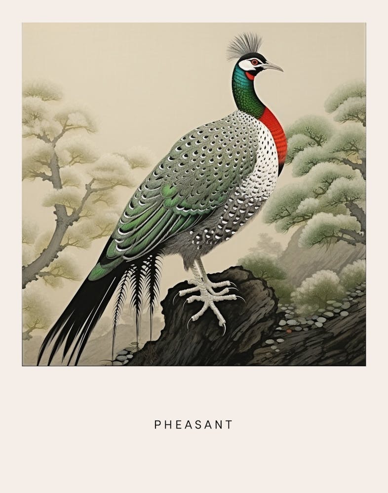 Ohara Koson Inspired Bird Painting Pheasant 2 Poster