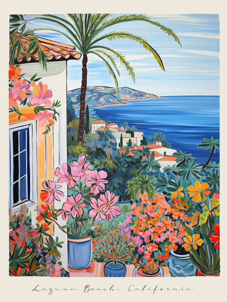 Poster Of Laguna Beach, California, Matisse And Rousseau Style 4