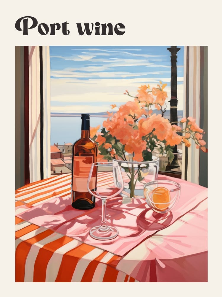 Port Wine 2 Retro Cocktail Poster