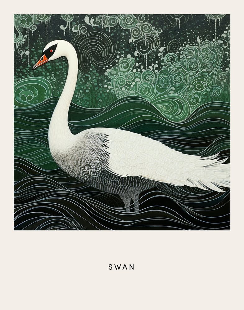 Ohara Koson Inspired Bird Painting Swan 1 Poster