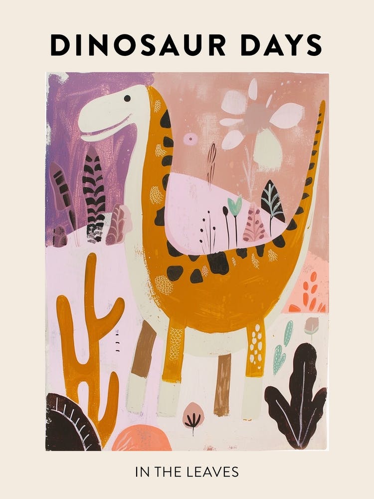 Dinosaur In The Leaves Poster 2