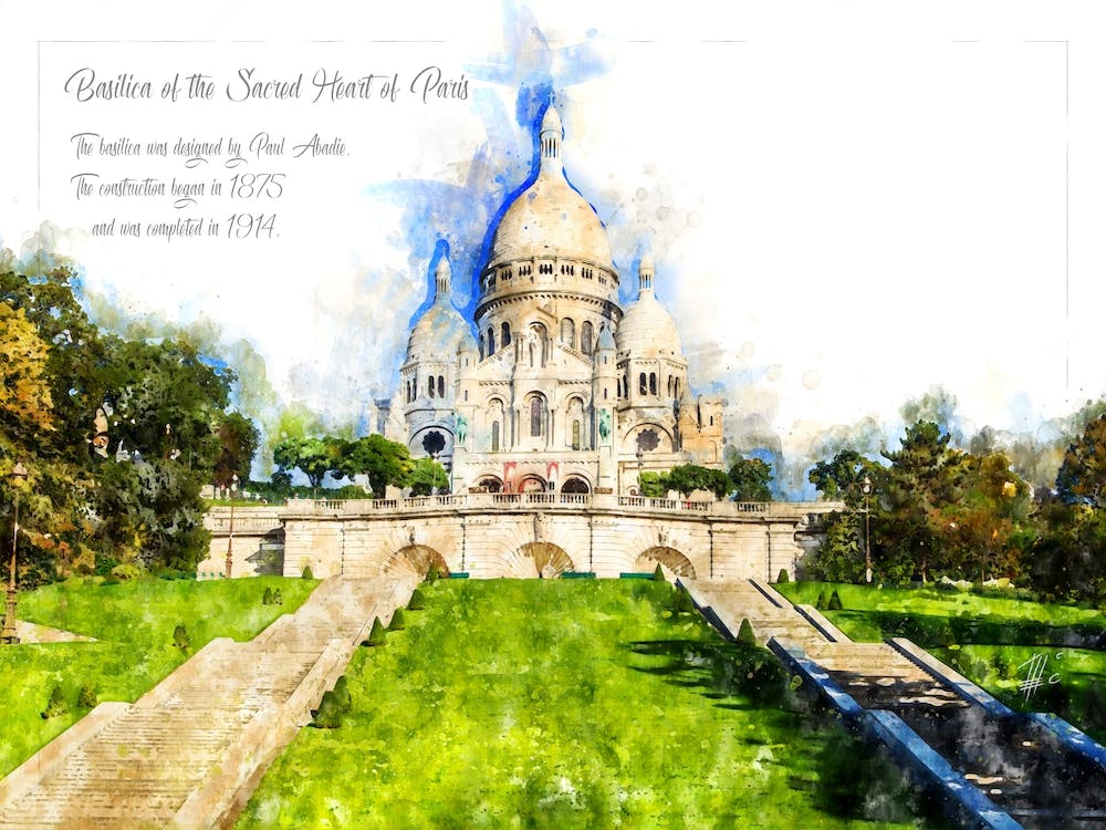 Sacré Cœur De Montmartre, Paris,  Watercolor