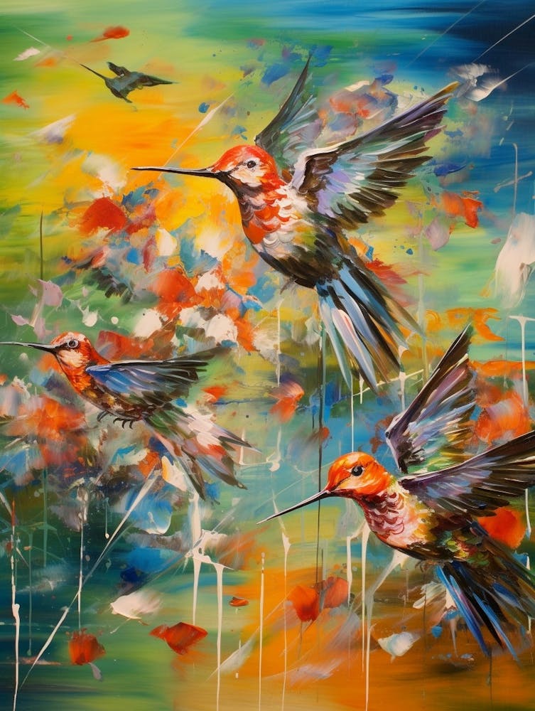 Hummingbirds Abstract Expressionism 3