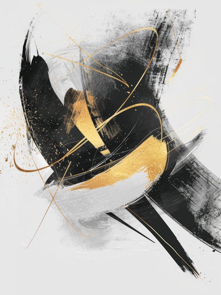 Abstraktes Schwarz-Gold-Gemälde 38