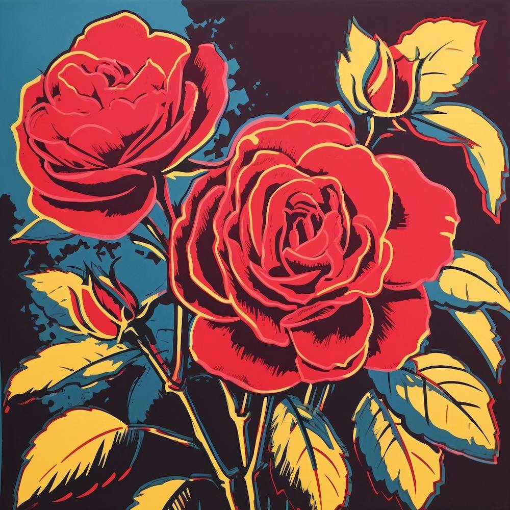 Rose 1 Pop Art Illustration Square