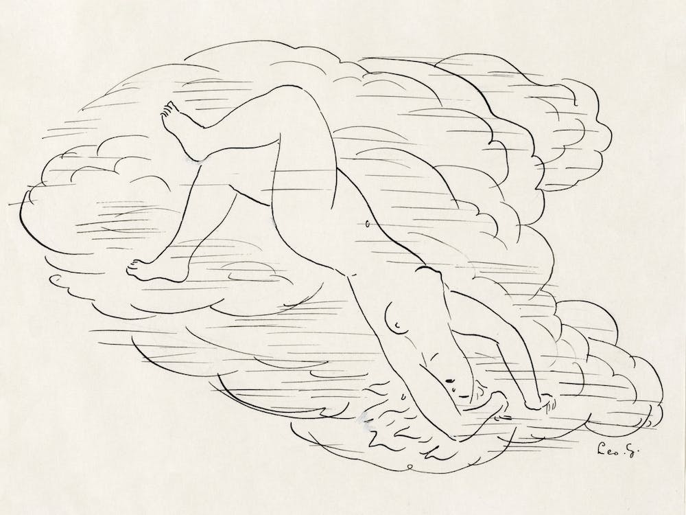 Zwemmende Vrouwelijk Naakt, Leo Gestel