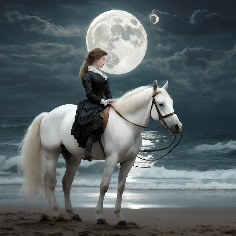 289061 Picture Of A Victorian Girl With Her White Horse U Xl 1024 V1 0