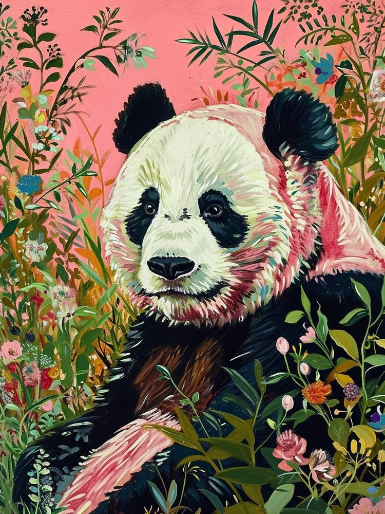 Floral Animal Painting Giant Panda 2