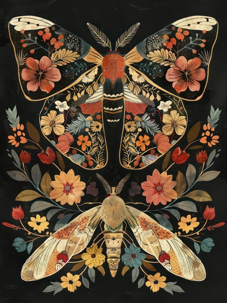 Butterfly Night Symphony William Morris Style 3