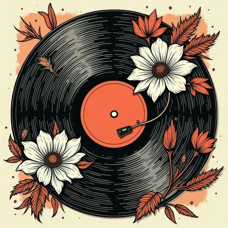 Vinyl Record With Flowers 1