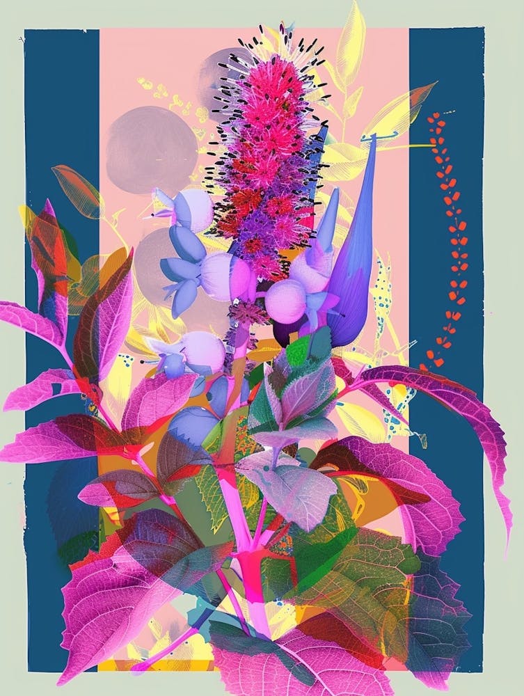 Celosia 4 Neon Flower Collage