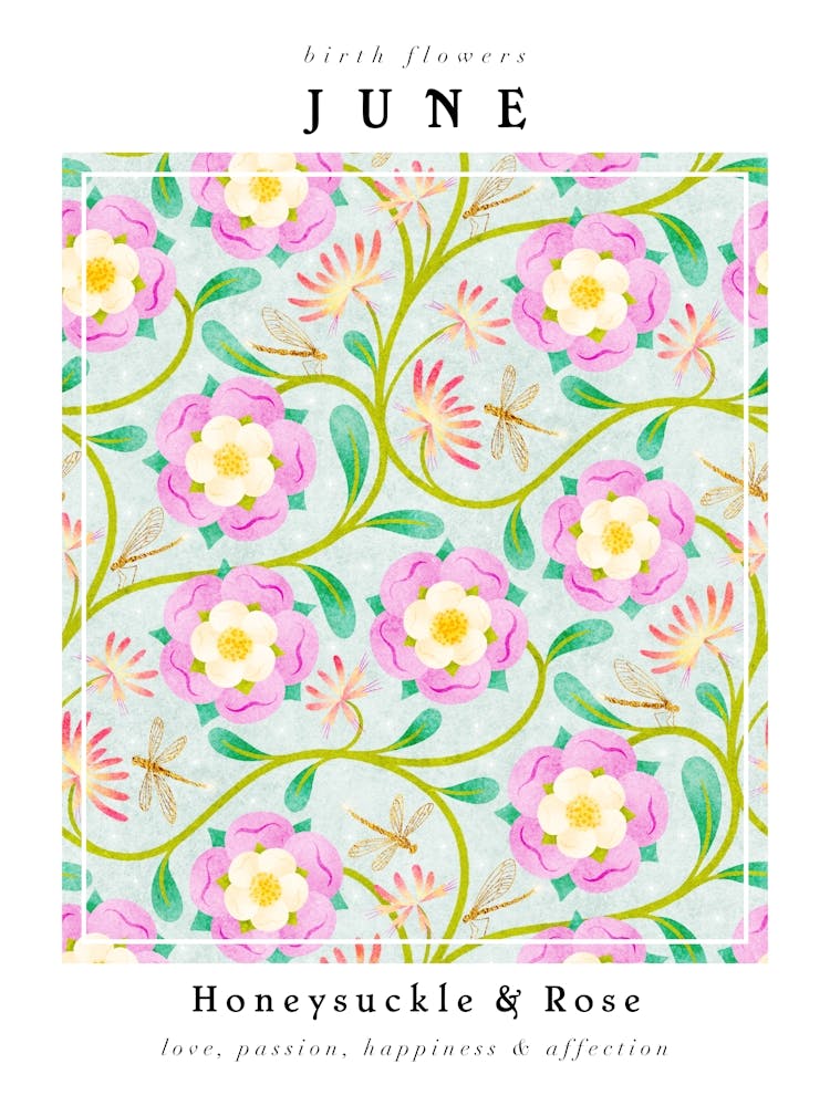Geißblatt und Rose Geburtsblumen Juni