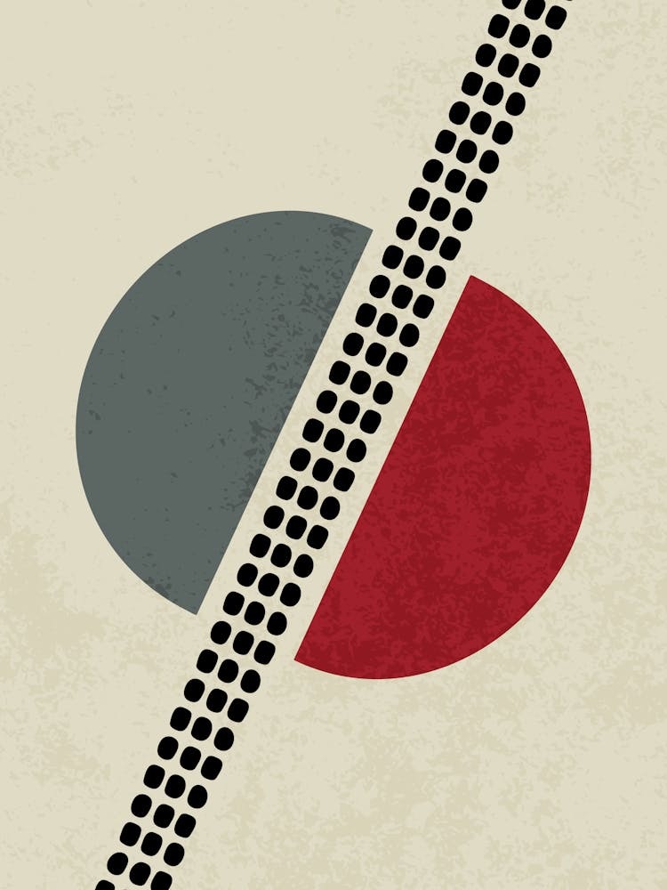 Minimalist Geometric Art with Divided Circle and Diagonal Dots