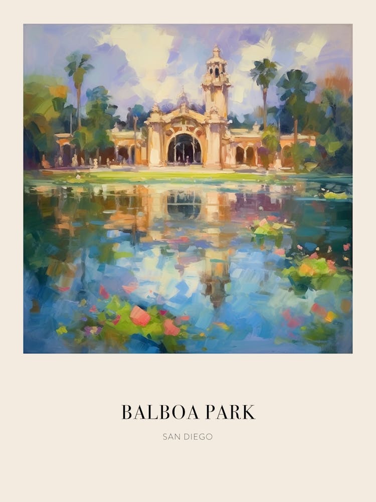 Balboa Park San Diego Vintage Cezanne Inspired Poster