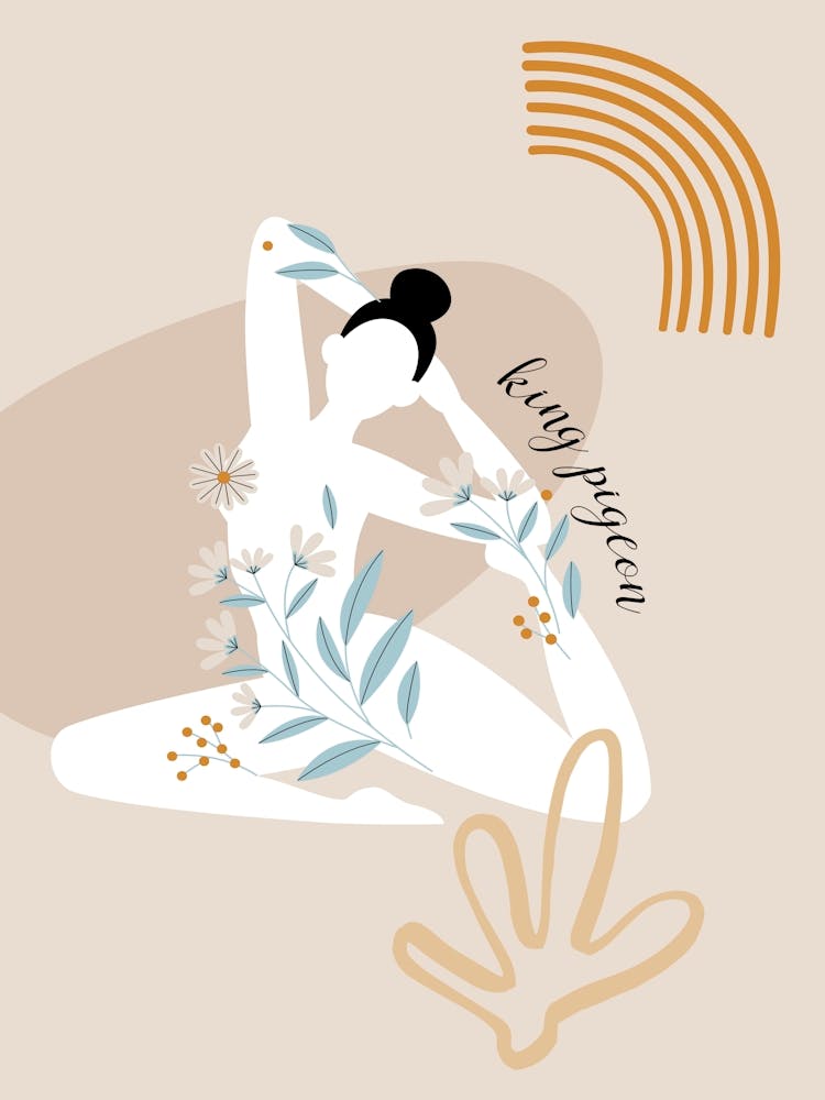 Yoga Woman. Boho Yoga Girl & Flowers — boho poster, boho wall art