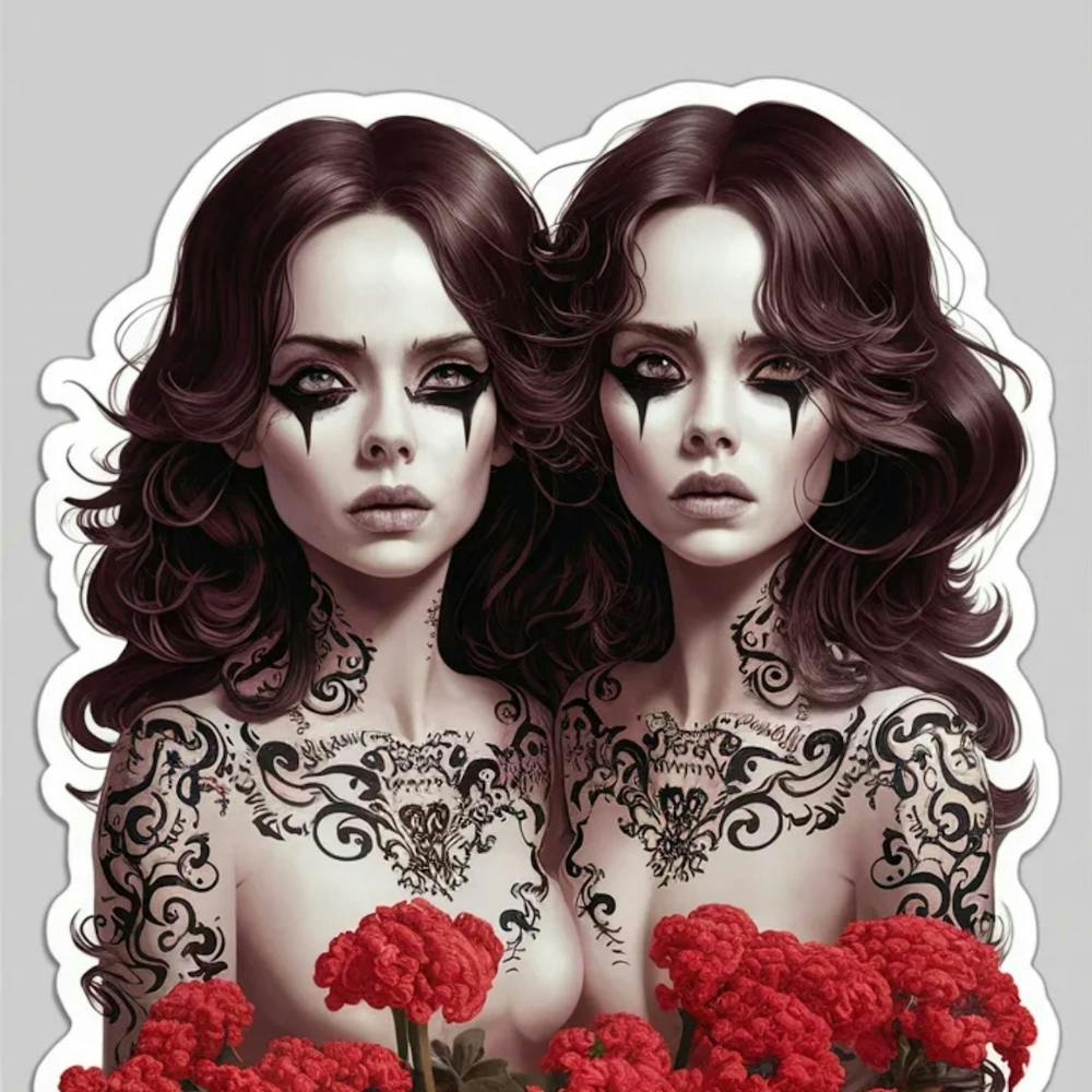 Two Girls With Flowers