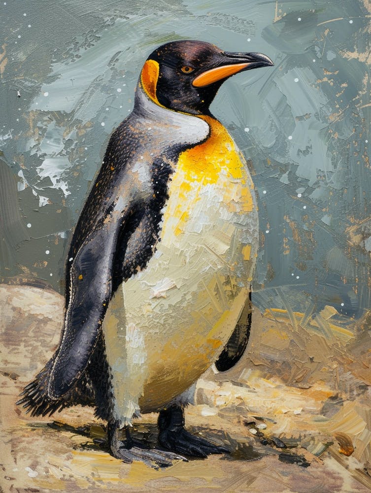 Galapagos Penguin Ross Island Colour Block Painting 1