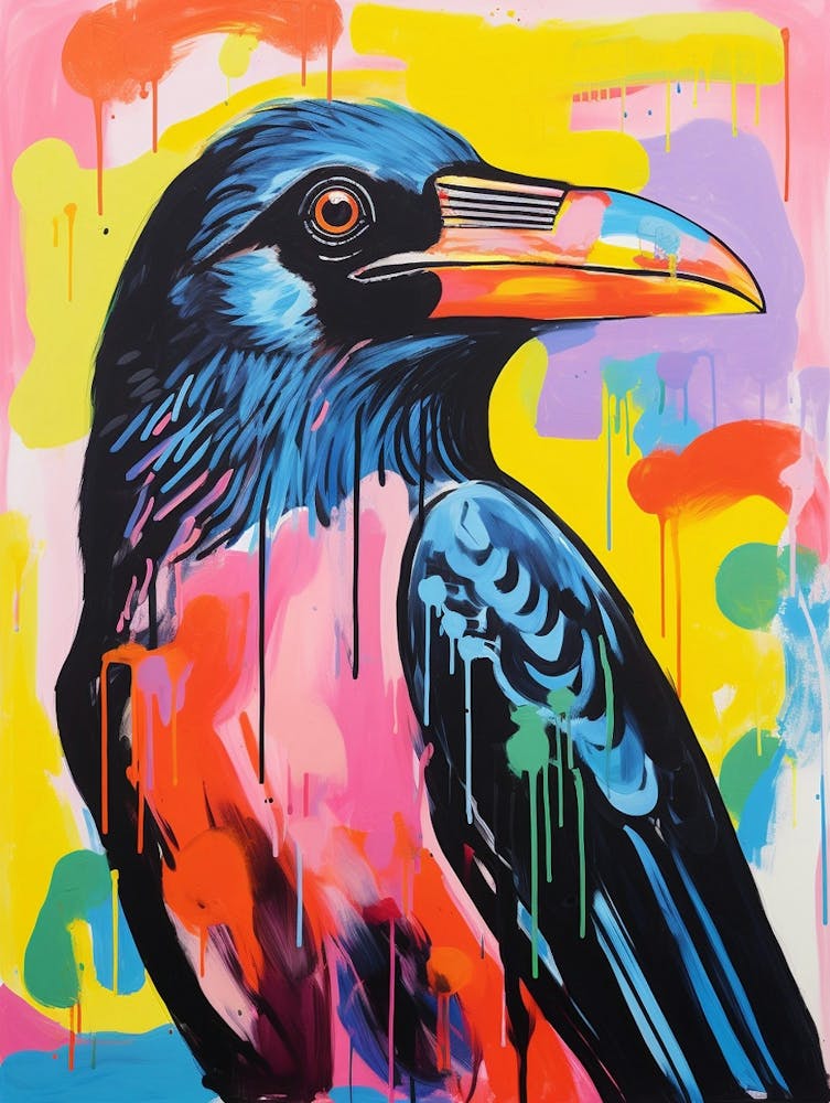 Peinture d'Oiseau Colorée Corbeau 4