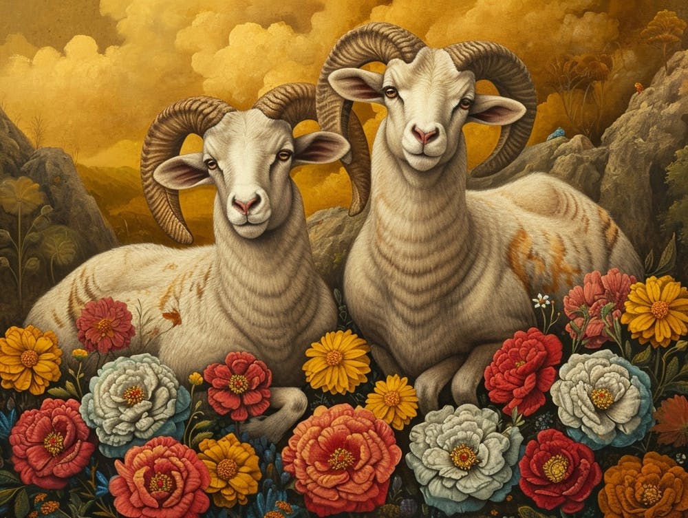 Floral Animal Illustration Ram 1
