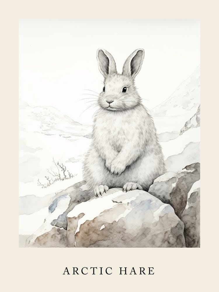 Beatrix Potter Inspired  Animal Watercolour Arctic Hare 2