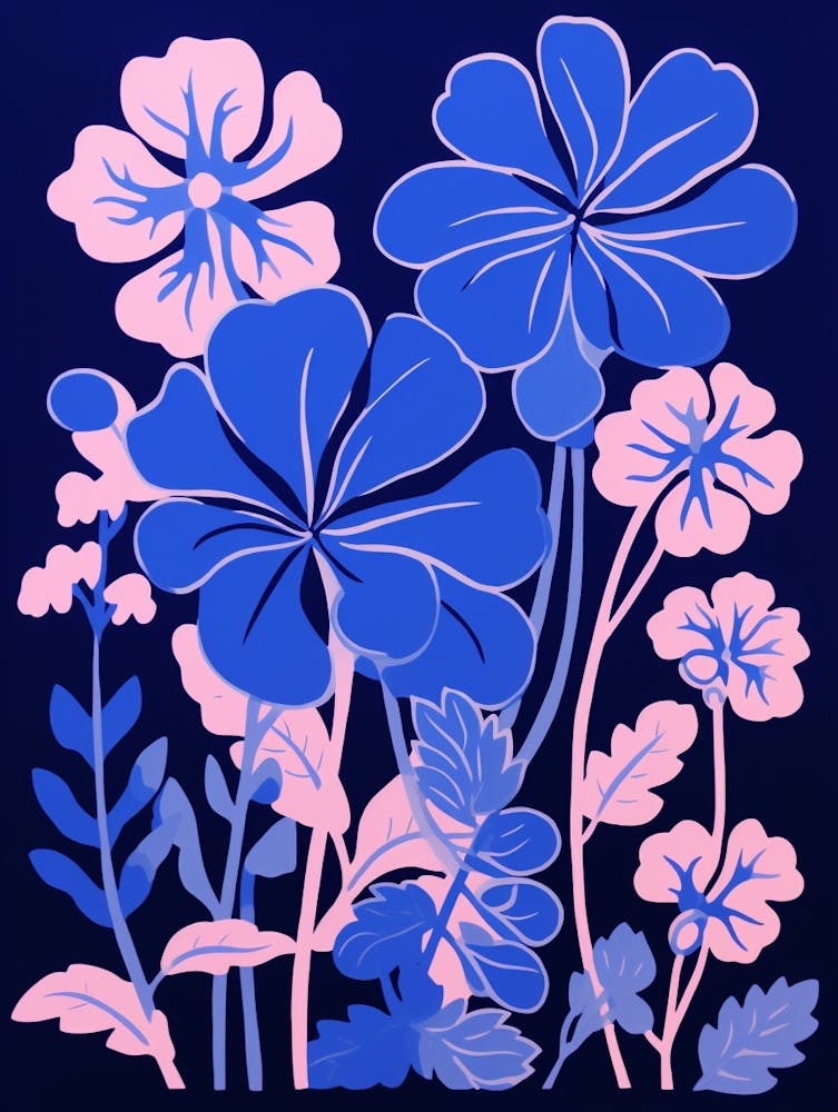 Blaue Blumenillustration Geranie 2